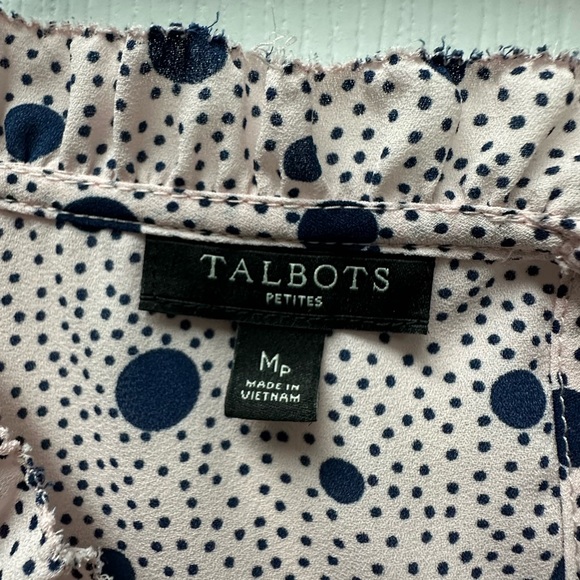 Talbots MP Light pink with navy spots top - Picture 4 of 4